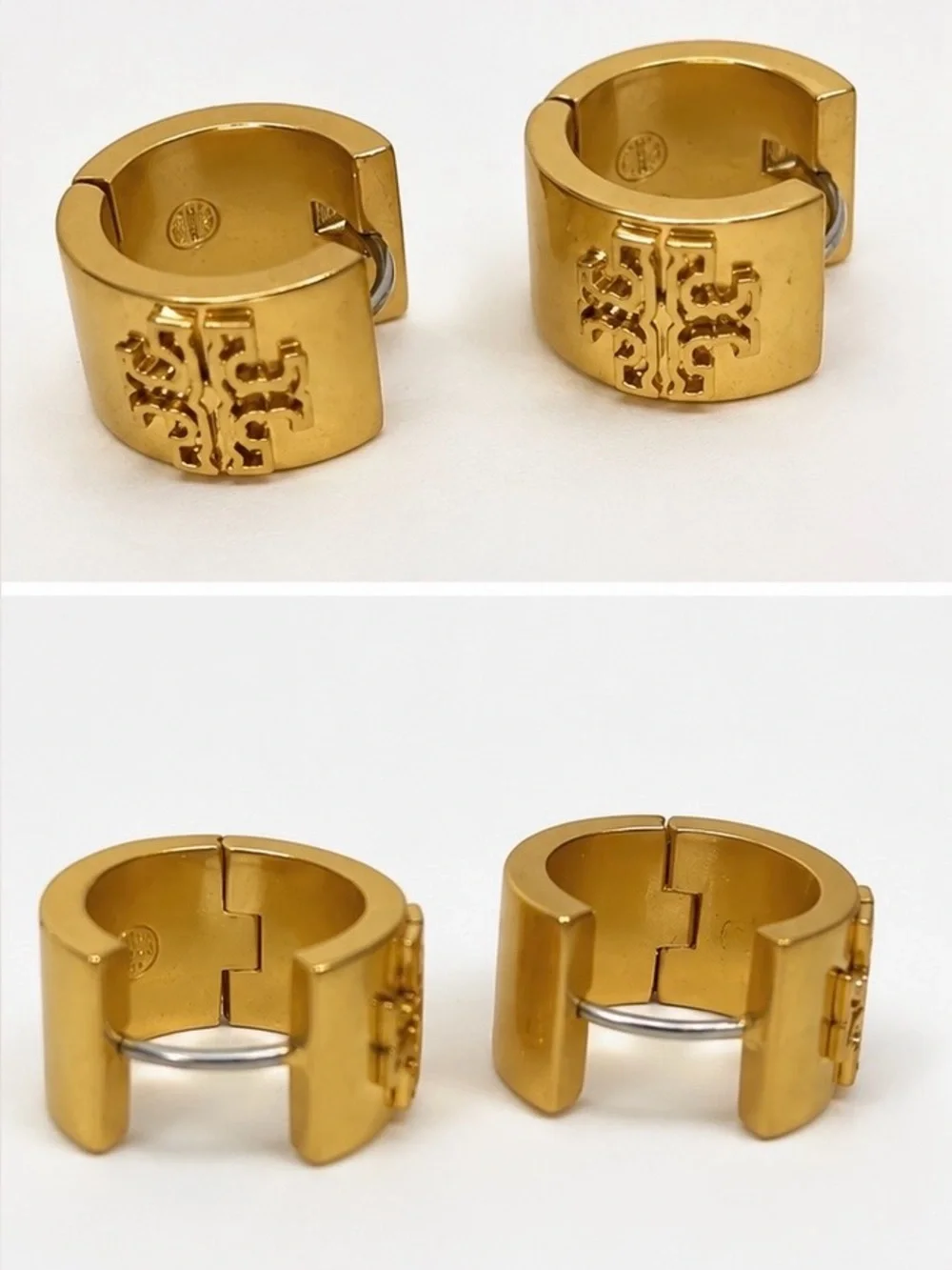 Tory Burch Gold-Tone Logo Huggie Hoop Earrings 💛
